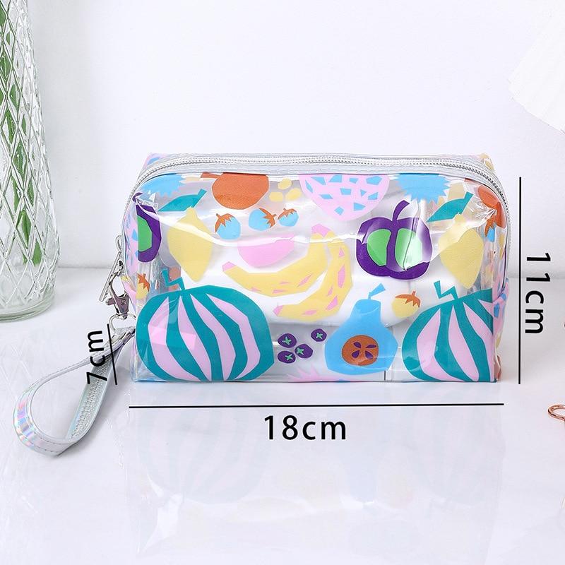 Erdbeere Schmetterling Obst Druck Klare Make-Up Tasche Mode Transparent Reise Mode Waschen Lagerung Taschen Frauen PVC Kosmetik Tasche
