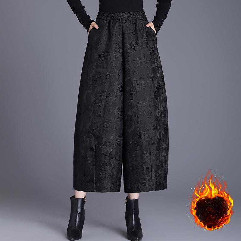 

Жаккардовые брюки широкого кроя женские осенне-зимние новые бархатные брюки большого размера с девятью точками Bud повседневные ботинки 3XL