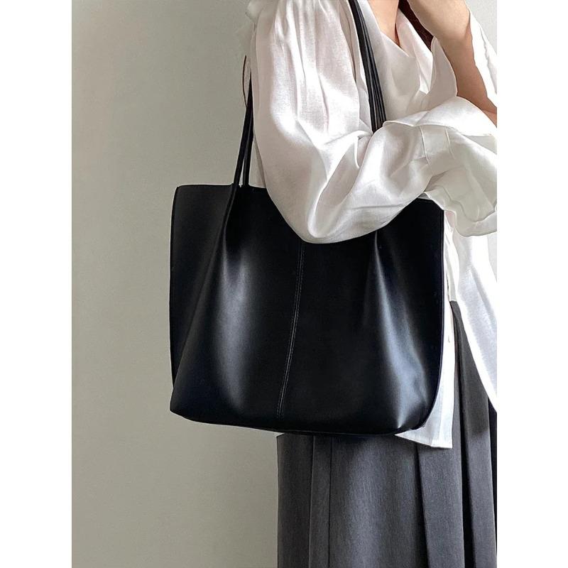 Pu Leather Large Capacity Handbags Women's Shoulder Bags Vintage Ladies Casual Tote Handbags Female Commute Travel Shopping Bag
