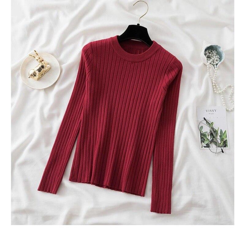 Herbst Oansatz Gestrickte Lange Hülse Frauen Pullover 2023 Mode Koreanische Dünne Strickwaren Winter Casual Gestreiften Tops Jumper 28713