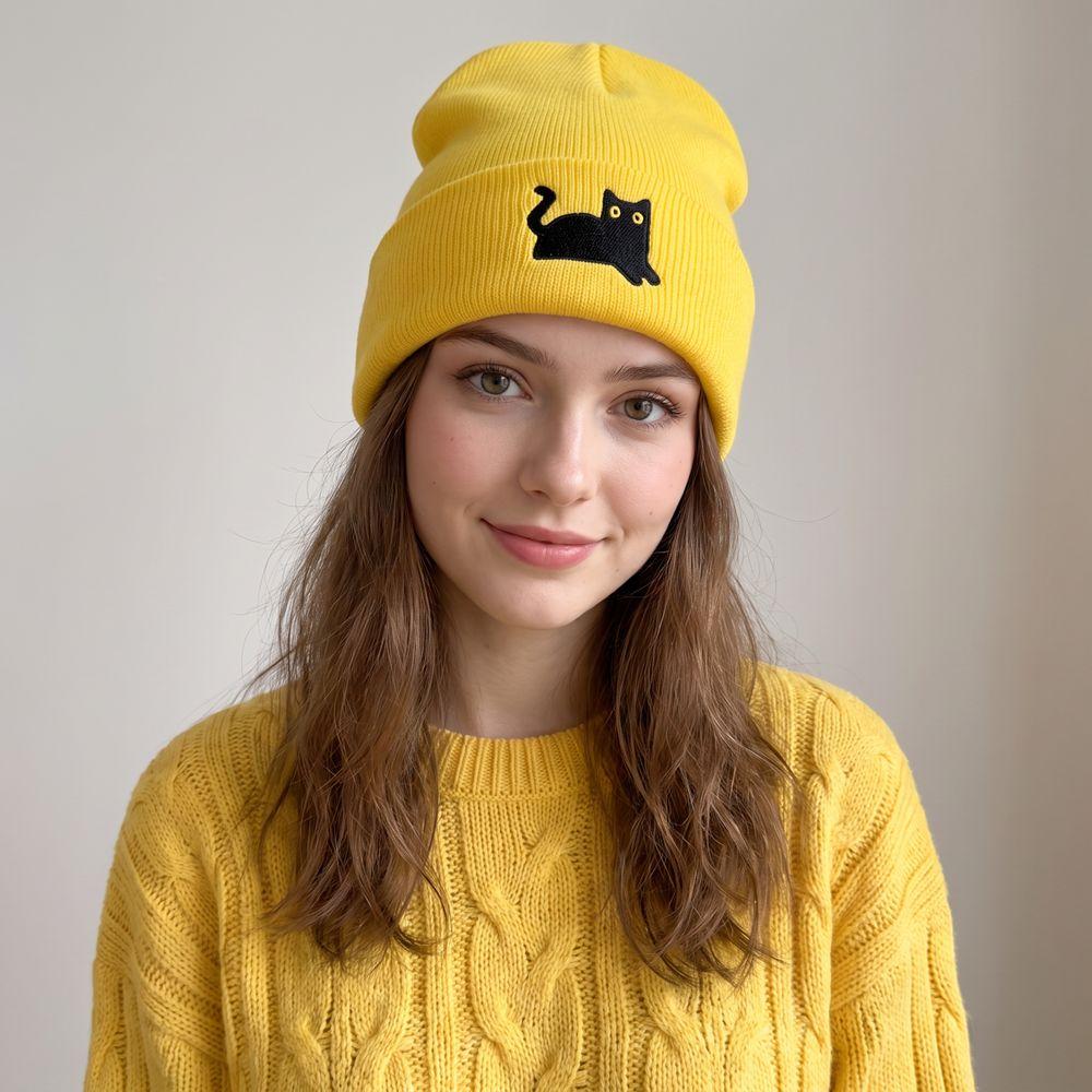 Embroidery Knit Beanies Warm Winter Caps Retro Knit Cap Travel