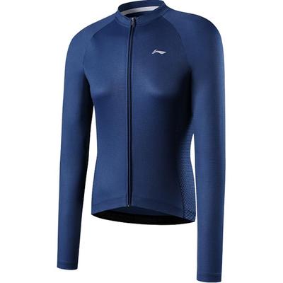 Li Ning Lightweight Road Sports Comfortable Long Sleeve Cycling Jersey Women Jersey Navy-Blue LCTY046-3