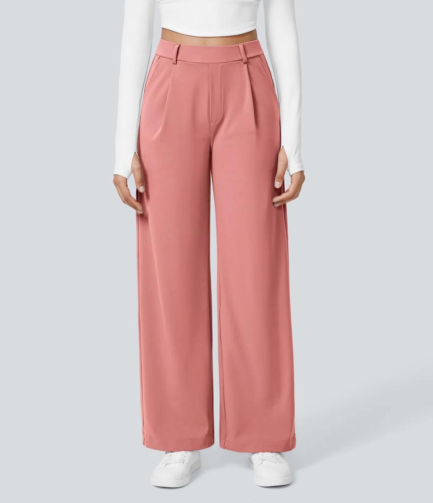 Women's High Waist Pleated Wide Leg Trousers