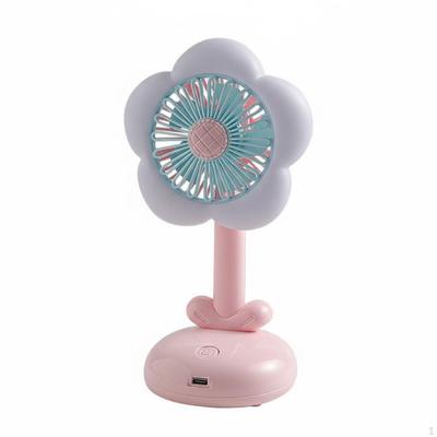 USB Desk Fan with Light Adjustable Speeds Flower Shaped Cooling Device Speed Settings for