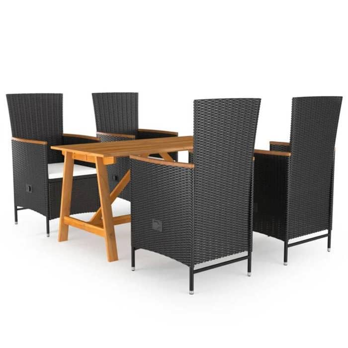 Maison Exclusive - Ensemble à manger de jardin 5 pcs Noir