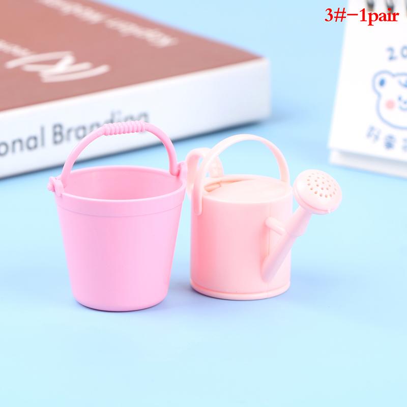 1Set Dollhouse Miniature Bucket Watering Can Model Plant Watering Tool Garden Decor Toy