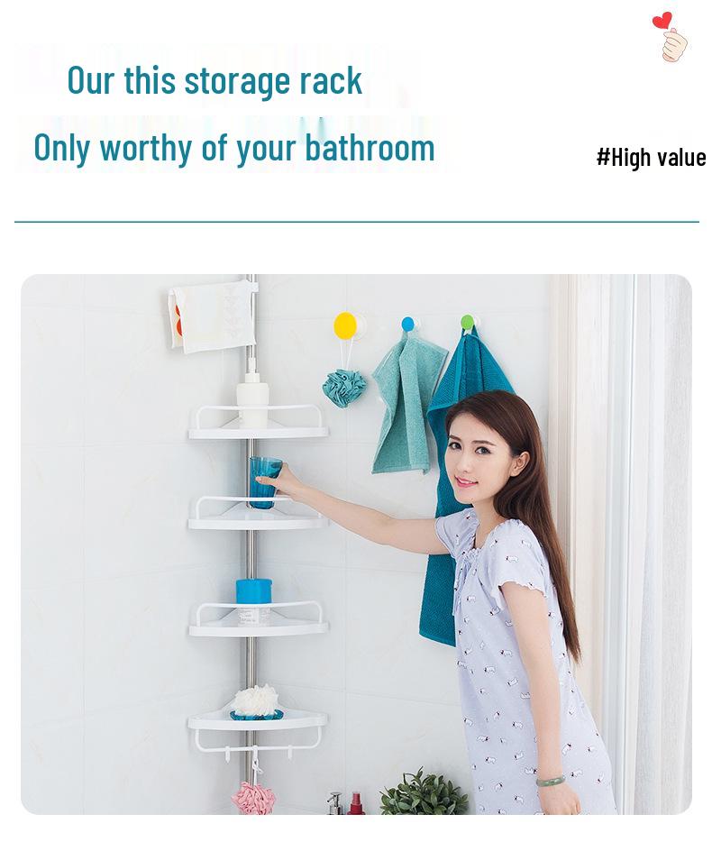 Punch-Free Corner Bathroom Storage Tower: Multi-Functional Floor-to-Ceiling Organizer
