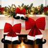 Rhinestone Velvet Bowknot Decoration Wine Red Bowknot Hanging Ornament  Xmas Decor