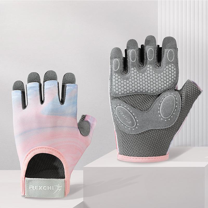 New sports gloves for women's yoga fitness exercise, anti slip, shock-absorbing, wear-resistant, breathable half finger gloves