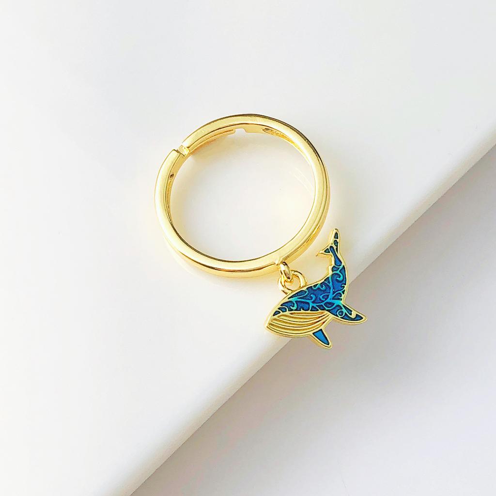 Adjustable Beetle Crab Fish Pendant Gold-Plated Open Ring For Women Girls New  Party Jewelry Fine Accessory Daily Wear