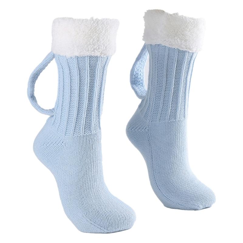 Novelty Fun Crew Socks Casual Dress Socks Middle Calf Socks Women Men 3D Beer Mug Socks Christmas White Elephants Gifts 1 светло-синий