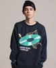 STAGE NAME Retro Record Oversized Knit Sweater_Navy