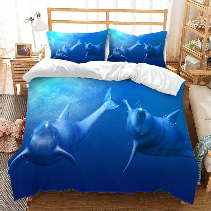 Blue Sky Silver Aircraft Three-Piece Quilt Cover Digital Printing Bedding Set Bed Cover