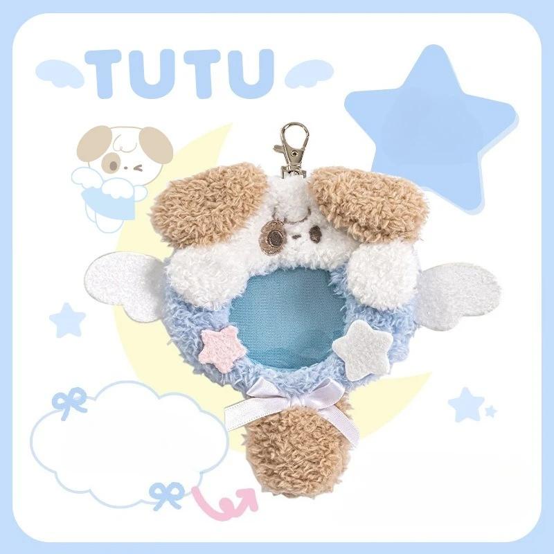 Plush Squeaky Badge Clip Holder with Keychain Cute Cartoon Animal Badge Pin Display Cover Case for Ita Bag Protection Pin Gift