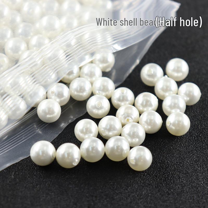 Half-drilled Round Shell Pearl Beads for DIY Jewelry: Earrings, Ornaments, Rings, Semi-finished Products, Buttons