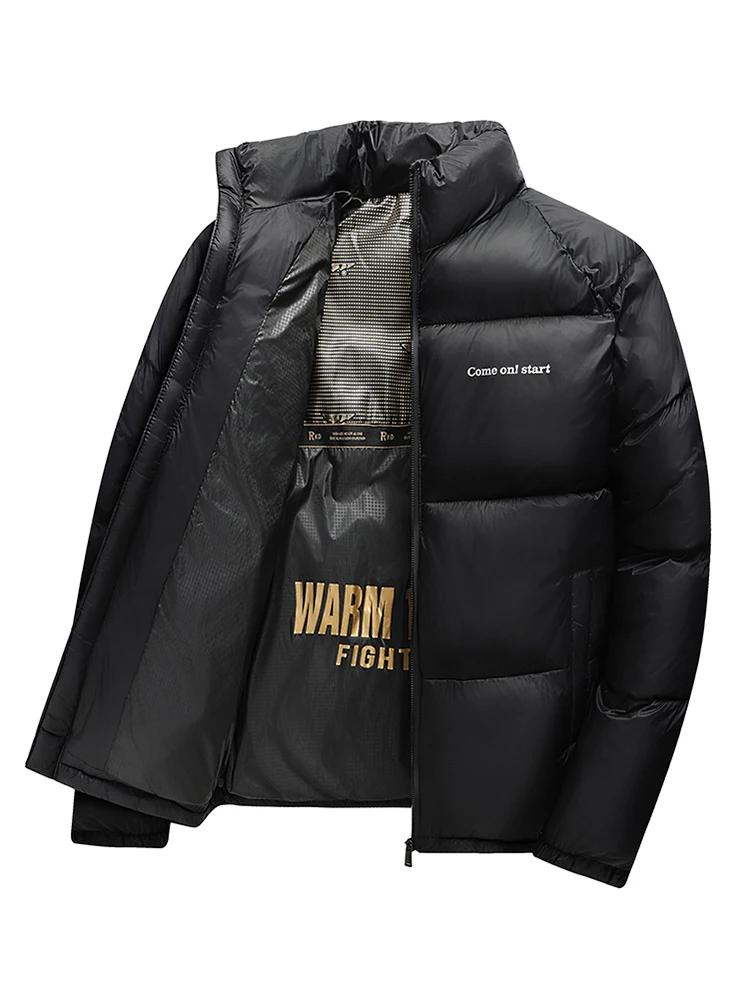 New Winter Padded Puffer Jacket Men Thicken Casual Parka Slim Fit Outwear Waterproof Warm Solid Color Outwear Stand Collar Coat