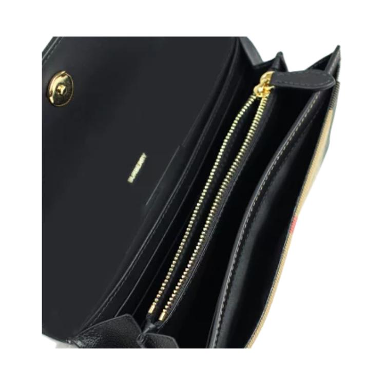 Burberry Halton Logo Leather And Canvas Wallet Women Wallet Multicolor 80840311