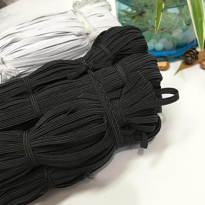Black and White Flat Latex Elastic Band - Low Elasticity for Clothing