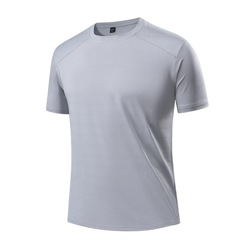 Large Size Short Sleeved T-shirt for Men's Summer Sports and Leisure, Ice Silk Half Sleeved T-shirt for Men's Solid Color Quick Drying Clothes