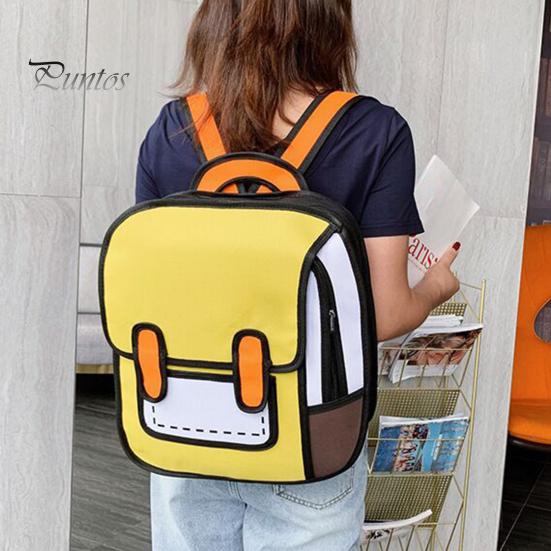 Teenager Backpack Student Cute Cartoon Large Capacity Waterproof Adjustable Strap Smooth Zipper Book School Bag Storage Unisex 2D Drawing Girls
