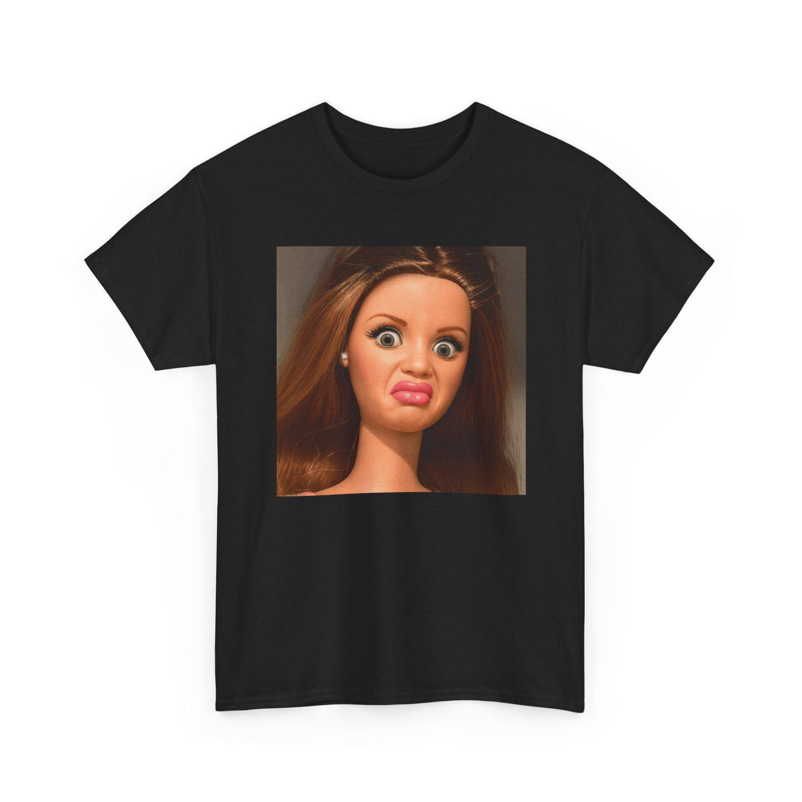 Disgusted FACE Meme Doll Babe Shirt | Retro Doll Portrait Tee, Parody Tee, Meme Shirt XL