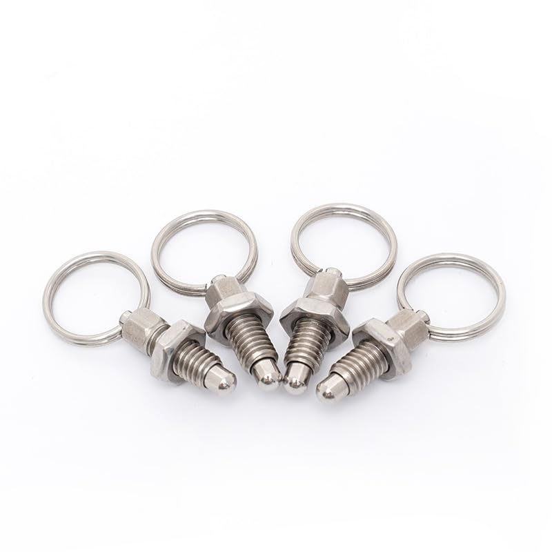 6pcs Pull Ring Indexing Plunger, M12 Retractable Spring Manual Plunger Stainless Steel Quick Release Pin Spring-Loaded Plunger Pulls Ring Spring