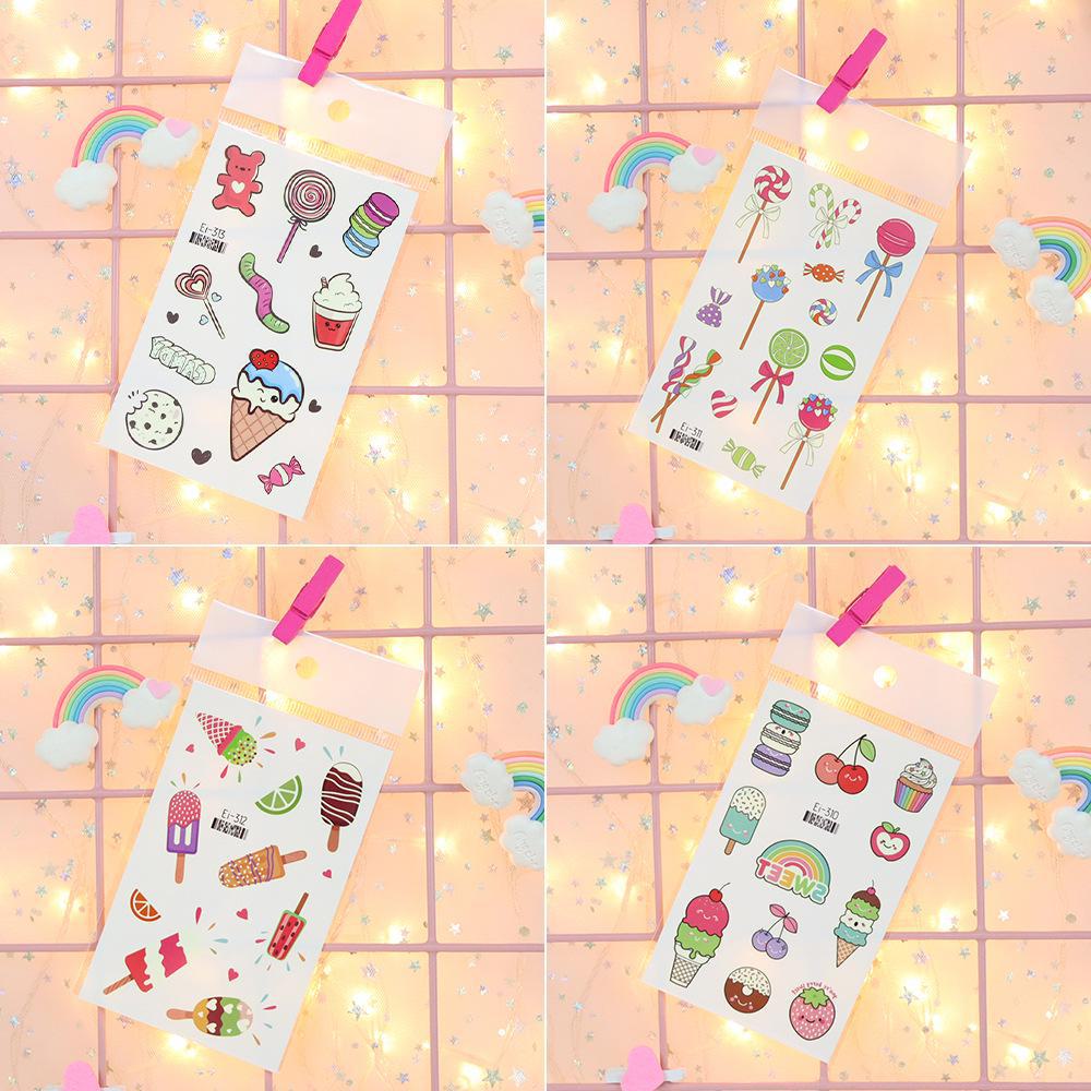 Luminous Cartoon Dessert Tattoo Stickers for Kids - Ice Cream, Donut, and Candy Themes