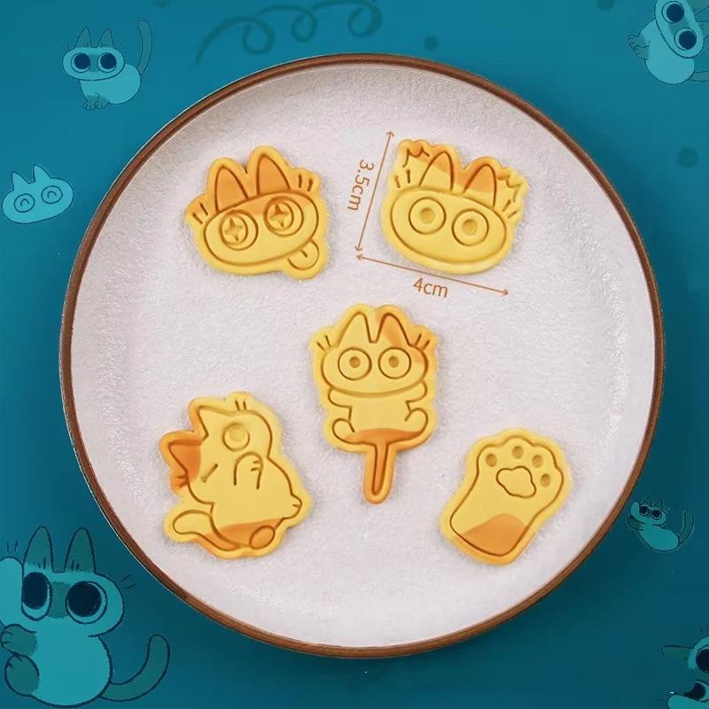 

1set/5pcs Cartoon Kawaii Cat Cookie Mold Siamese Cat Biscuits Press Molds Dessert DIY Snack Moluld Stamped Fondant Baking Tools