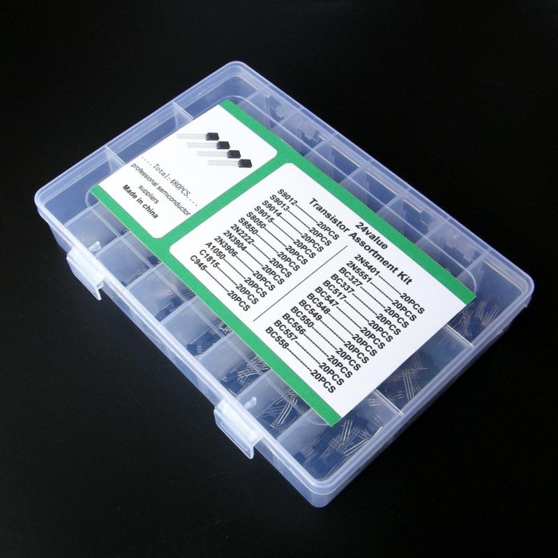 24Values TO-92 Transistor Assortment Assorted Kit Each BC327 BC337 BC517 BC547 BC548 BC549 2N2222