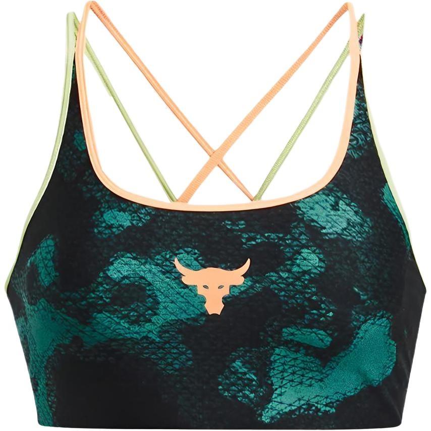 (WMNS) Under Armour Project Rock Crossback Sports Bra  Green Black  Women s 1377953-722 L