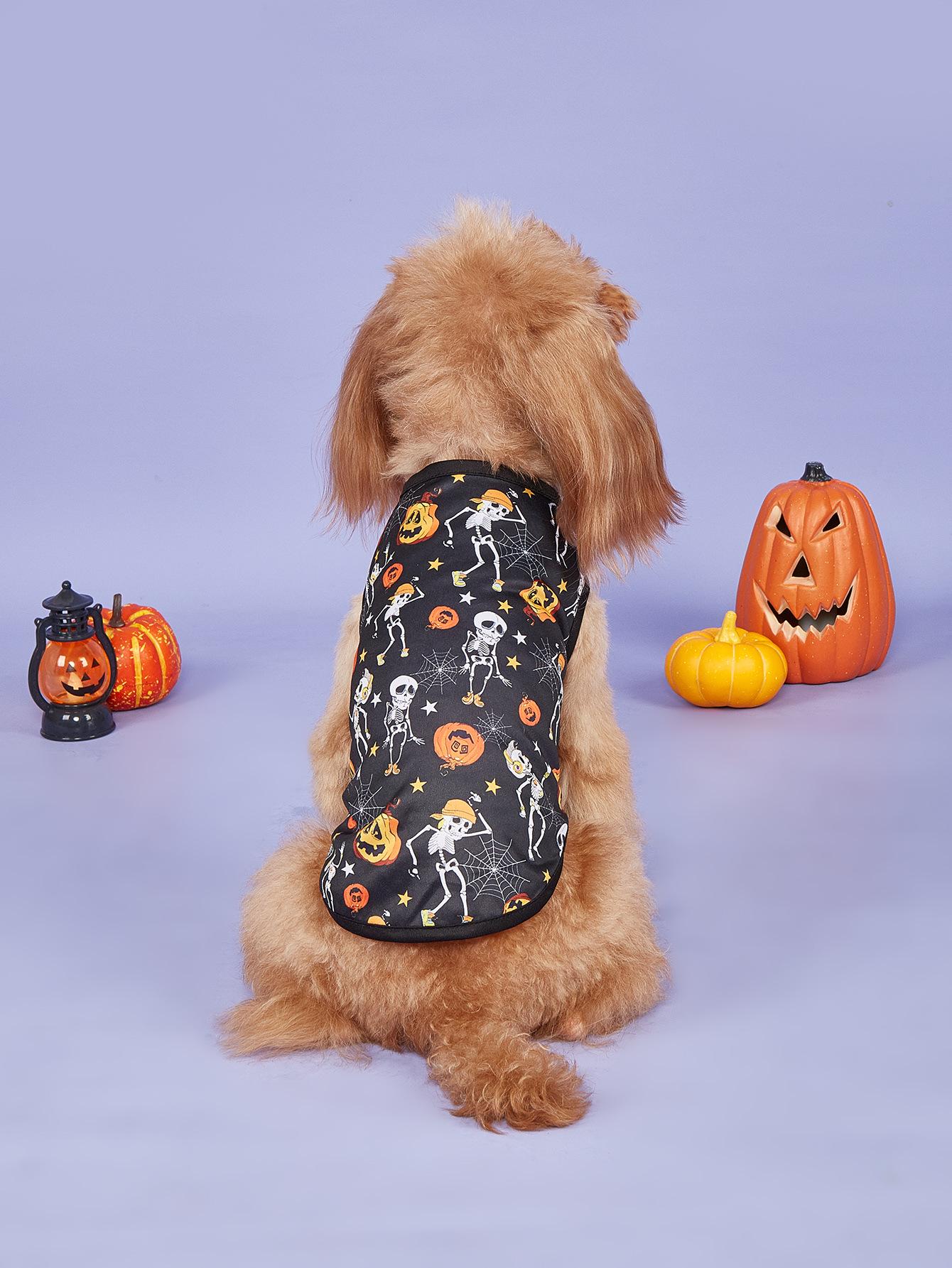 

Жилет для питомца на Хеллоуин: Летняя одежда без рукавов для щенков и кошек (Померанский шпиц, Тедди, Бишон) S (2.5-4 jin)