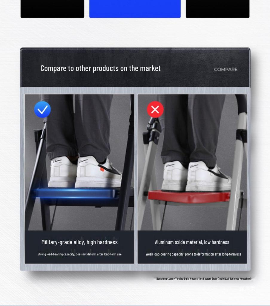 Red Multi-Functional Portable Indoor Folding Ladder: Lightweight, Thickened, Telescopic A-Frame - Ideal Housewarming Gift