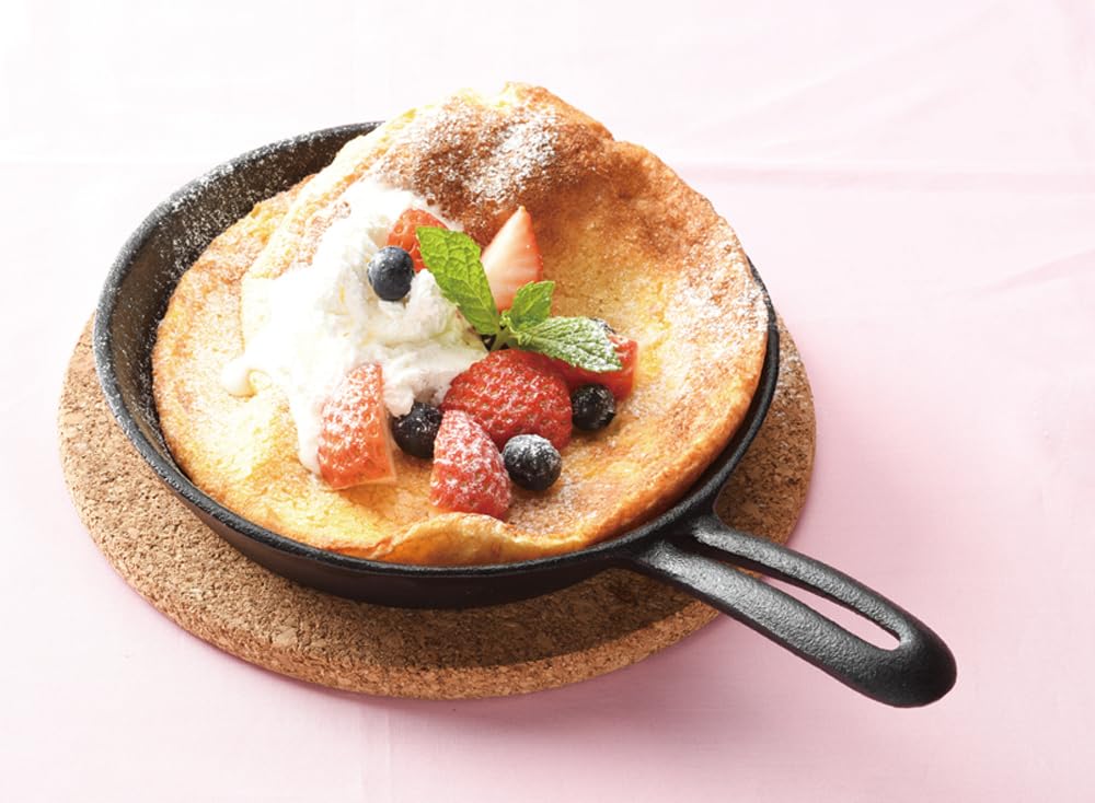 Ikenaga Iron Works 17cm Mini Skillet, Induction Compatible, Pasta Plate, with Wooden Stand, 516