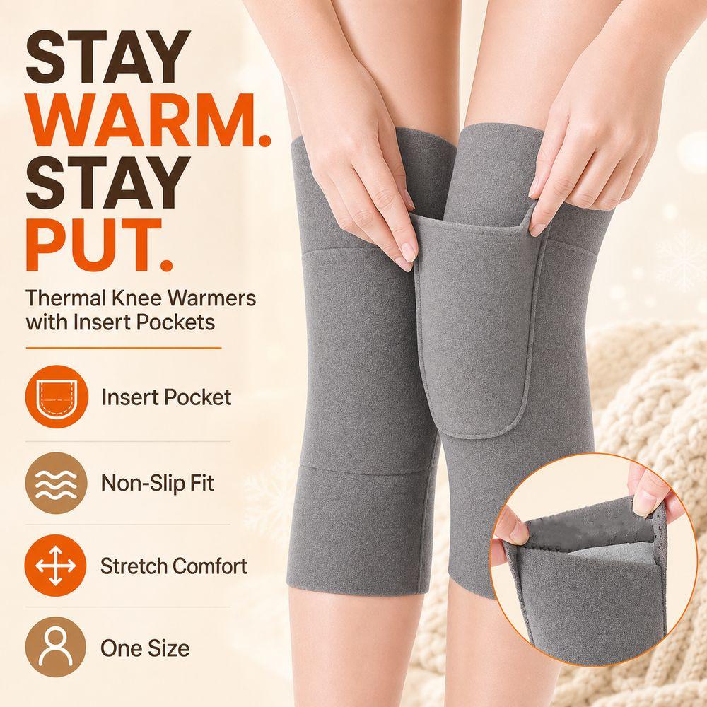 Insert Pocket Knee Sleeves Non-Slip Fabric Knee Warmer Sleeves Thermal Knee Warmers Winter Warmth