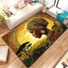 Afrikaanse vrouw zonsondergang landschap kristal fluweel tapijt cultureel kunst tapijt etnisch stammenontwerp woonkamer vloermat Afro-Amerikaans