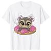 T-shirts for Women Harajuku Ulzzang Kawaii Tees Clothes Women Cartoon Owl with Donut Tops T Shirt Female Girls T-Shirt Clothes