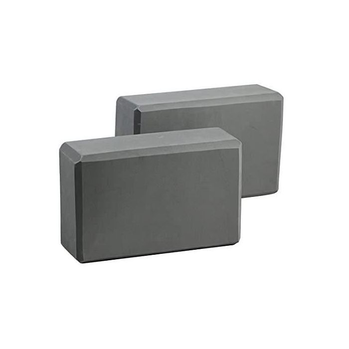 EXERZ Briques Yoga-Blocs de Yoga Haute densité 2PK - Briques de Mousse de Fitness Confortables, antidérapantes - Grise