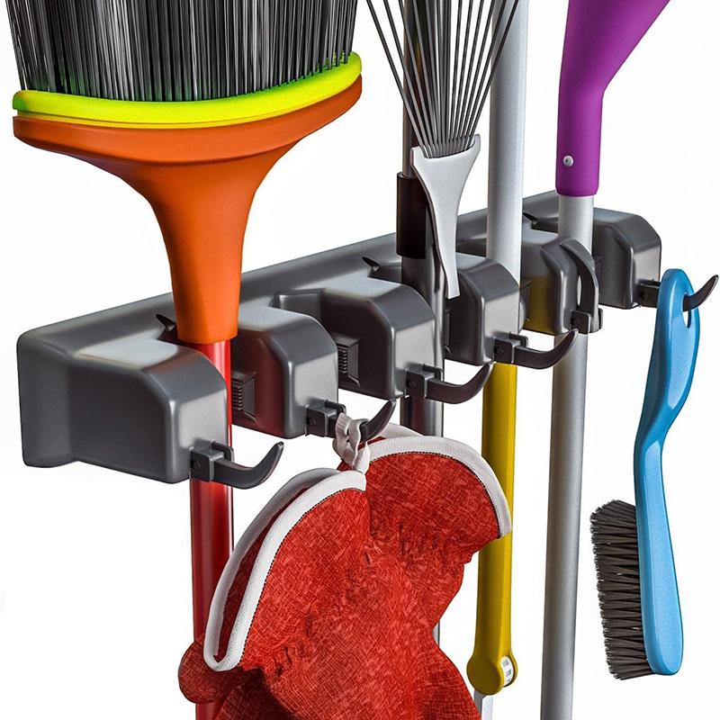 Magic Plastic Mop Holder Broom Hanger Mop Storage Rack Wall Mounted Mop Holder Multi‑Functional Kitchen Household Tools JYSNJ03