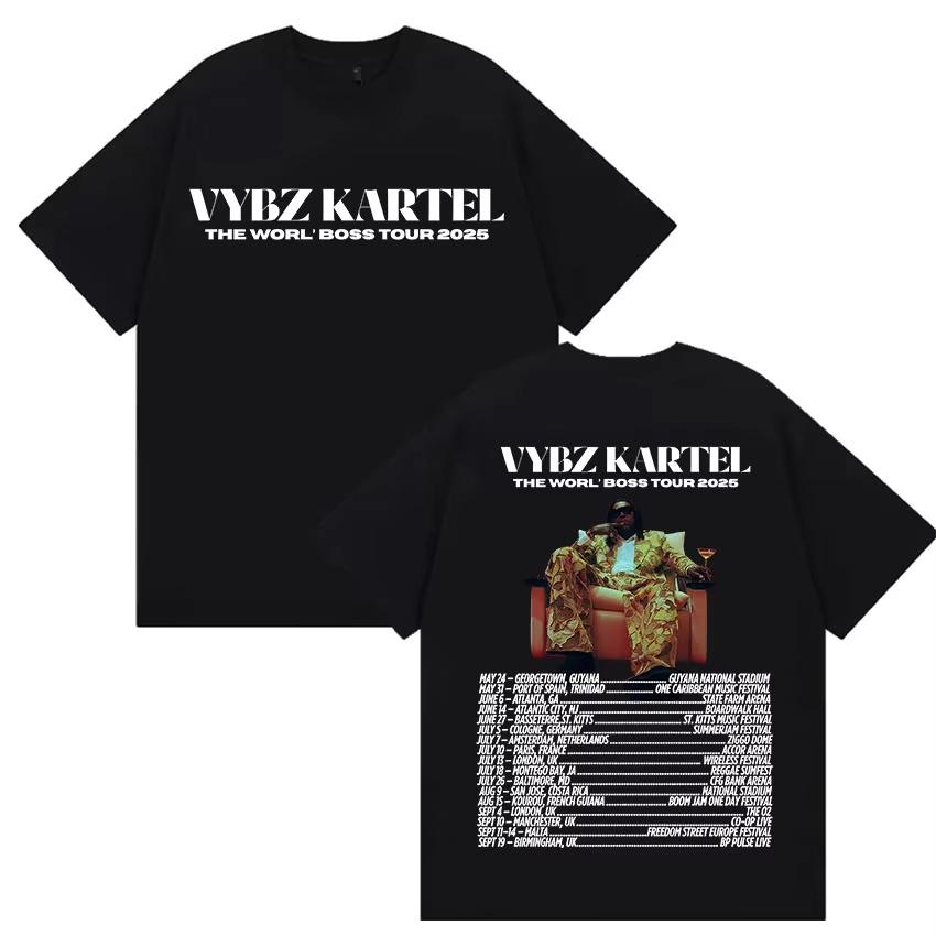 

Rapper Vybz Kartel 2025 New Album Merch T Shirt Men Women Summer ONeck Cotton Tshirt Hip Hop Gothic Short Sleeve Tshirts Tops S