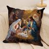 Nativity Scene Starry Night Cushion Cover Silky Short Plush Invisible Zipper Dustproof Sofa Pillow Case For Home Decor