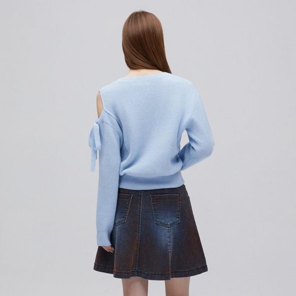 EGOIST Shoulder Slit Ribbon Detail Knit Pullover  Es1kl163 