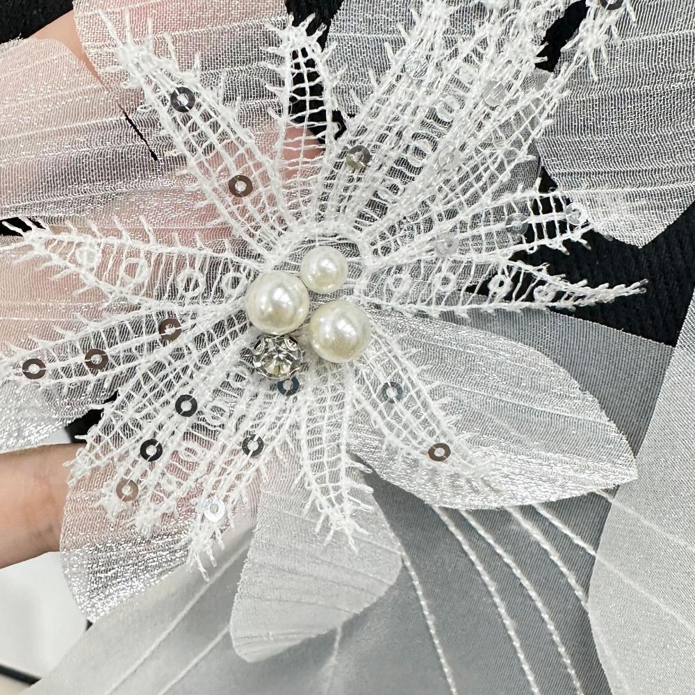 3D Dress Cloth Pin Multi-layer Embroidery Studded Patch New Organza Flower Patch  Corsage Accessory