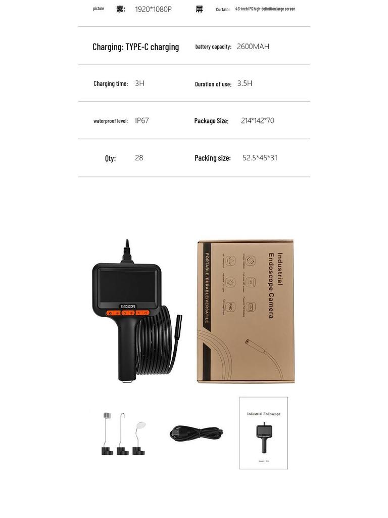 8mm HD Industrial Endoscope Camera: Automotive Pipeline Inspection Tool