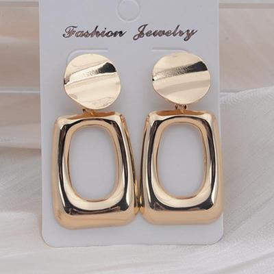 Simple Statement Square Drop Earrings for Female Gold Silver Fashionable Silver Needle Geometric Earrings Women Popular Ornaments ARI
