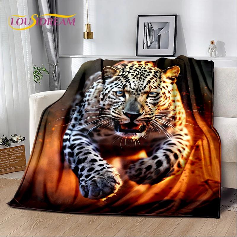 Wilde Tiger-Löwe-Leopard-Tier-Wildtier-Cartoon-Decke, weiche Überwurfdecke für Zuhause, Schlafzimmer, Bett, Sofa, Picknick, Büro