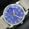 VINTAGE HAND-WINDING SWISS MENS REFURBISHED BLUE COLOR DIAL WATCH A700807-5 R205a-a700807