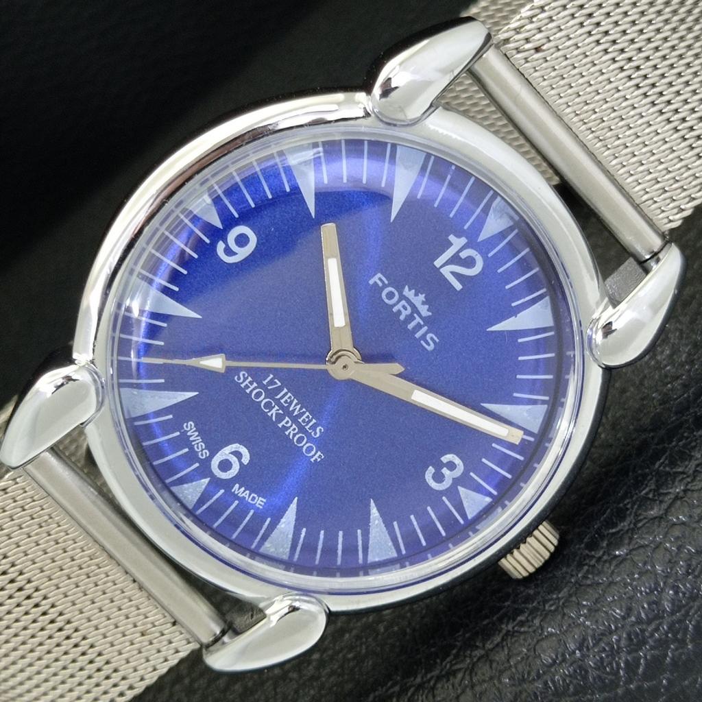 

VINTAGE HAND-WINDING SWISS MENS REFURBISHED BLUE COLOR DIAL WATCH a700807-5 R205a-a700807