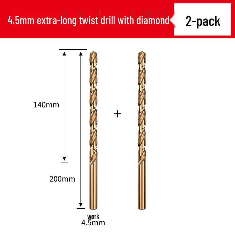 Cobalt Extra-Long High-Strength Alloy Twist Drill Bit for Stainless Steel and Woodworking