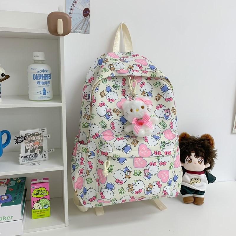 New Casual Backpack Korean Style Ins Simple Backpack Cute Printed Girl Large Capacity Lightweight Student Schoolbag