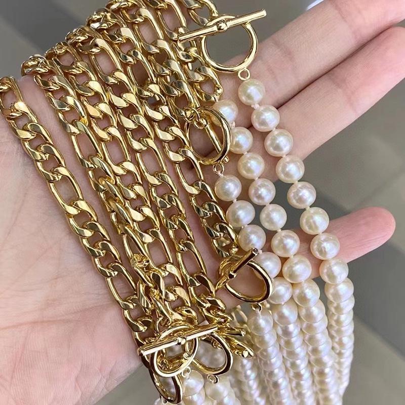 Near-round Natural Freshwater Pearl Splicing Necklace, High-end Light Luxury 11k Gold Injection OT Buckle Collarbone Chain, New In Summer